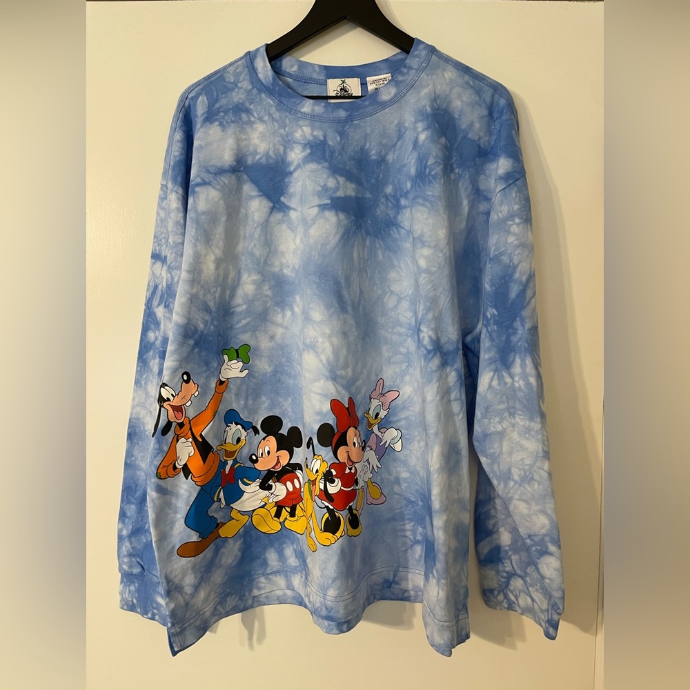 Disney Men's Blue Tie-Dye Crewneck Sweater